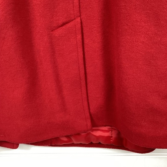 LL Bean womens red lambs wool DRESS Coat 1X Thinsulate lining-kick pleat - Picture 10 of 12